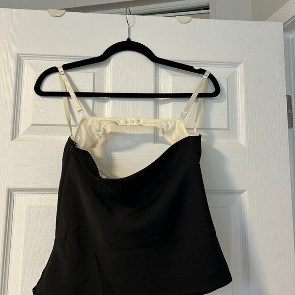 Black and Cream Camisole with Bustier Tie Front - Picture 3 of 3
